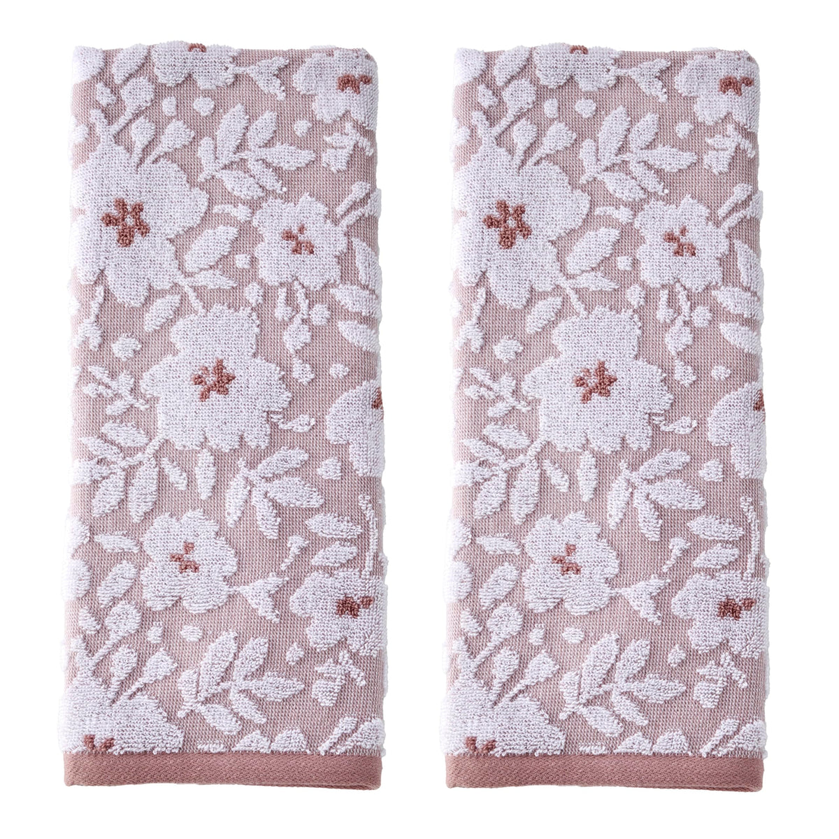SKL Home Floral Hand Towel Set-2pc, 100% Cotton Jacquard, Gray