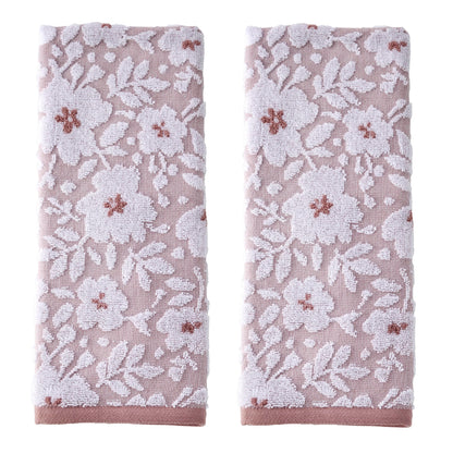 SKL Home Floral Hand Towel Set-2pc, 100% Cotton Jacquard, Gray