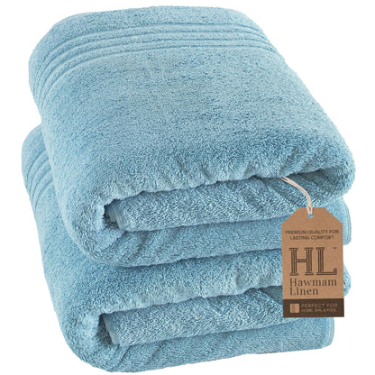 Hawmam Linen Cream 6 Piece Bath Towels Set for Bathroom Original Turkish Cotton Soft, Absorbent and Premium 2 Bath Towels, 2 Hand Towels, 2 Washcloths (Sea Salt)