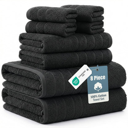 Casa Platino Towel Set Soft Absorbent Quick Dry 100% Cotton - Cool Grey