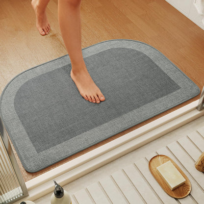 YDKGL Half Circle Bath Mat, Non Slip Thin Bathroom Rugs, Brown 16x24