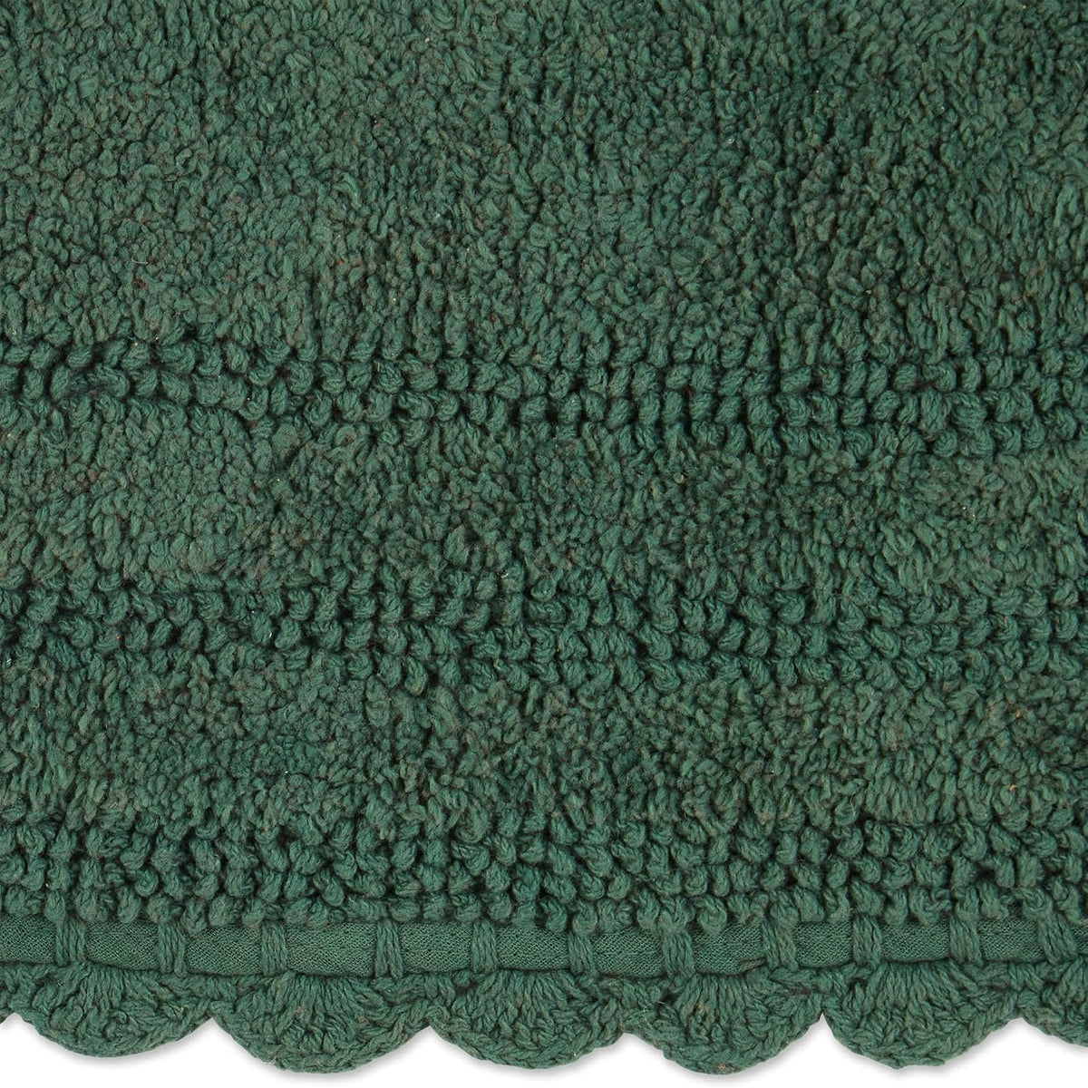 DII Crochet Collection Reversible Bath Mat, Small Oval, 17x24, Dark Green