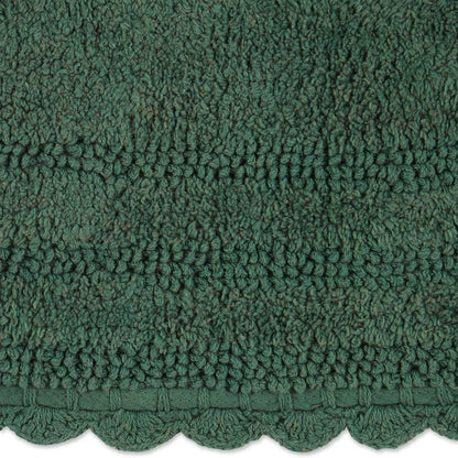 DII Crochet Collection Reversible Bath Mat, Small Oval, 17x24, Dark Green