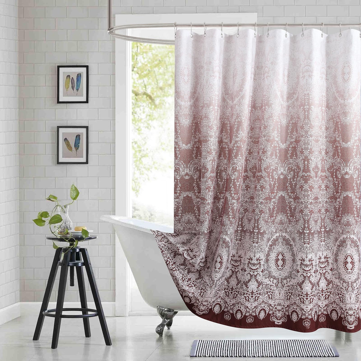 Fabric Shower Curtain, Blue Shower Curtain, Plolyester Ombre Shower Curtains for Bathroom, Modern Decorative Bathroom Curtains, 72" W x 72" H