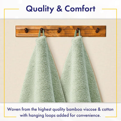 Alusa Home Ultra Soft & Plush Viscose from Bamboo Bath Towels - 700 GSM Luxury Bath Towels - 6 Piece Set - Super Absorbent & Quick Drying (Eucalyptus Green)