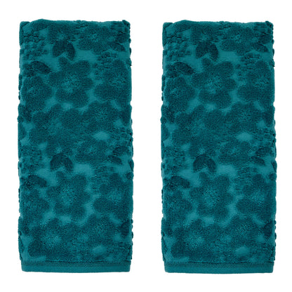 SKL Home Floral Hand Towel Set-2pc, 100% Cotton Jacquard, Gray