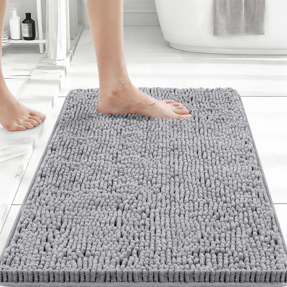 Bcoimo Bath Rug Mat,Sage Chenille High Absorbent Long Bathroom Runner Rugs