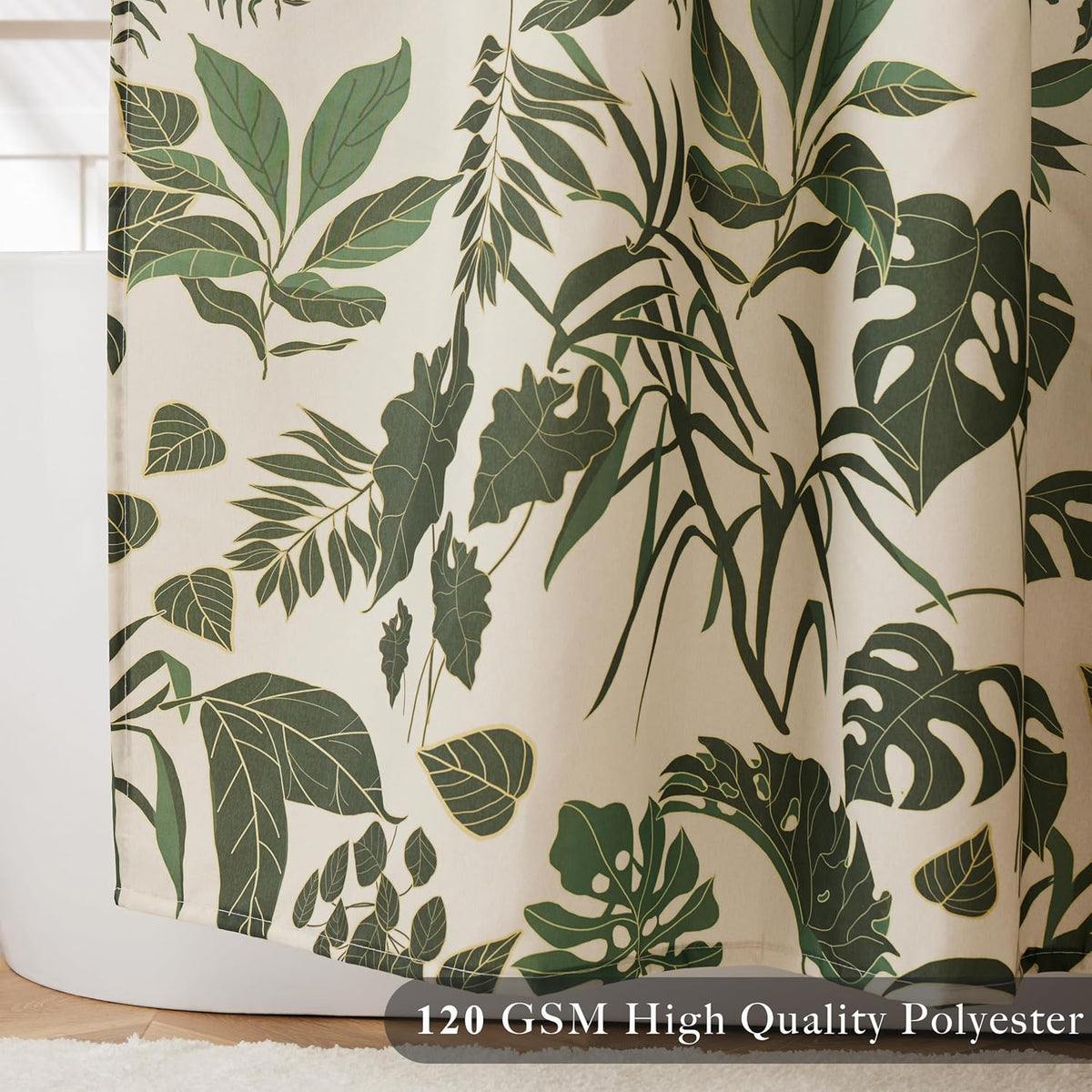 Ohocut Boho Shower Curtain Green Cute Floral Shower Curtains for Bathroom Allover Jungle Tropical Leaves Plant Shower Curtain Waterproof Polyester Fabric 72x72 Inch