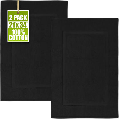 Utopia Towels Cotton Bath Mat, 21x34 in, 2 Pack, Black