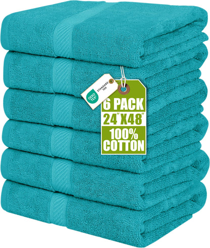 Utopia Towels 6 Pack Medium Bath Towels, 24x48 in, 500 GSM Cotton, White