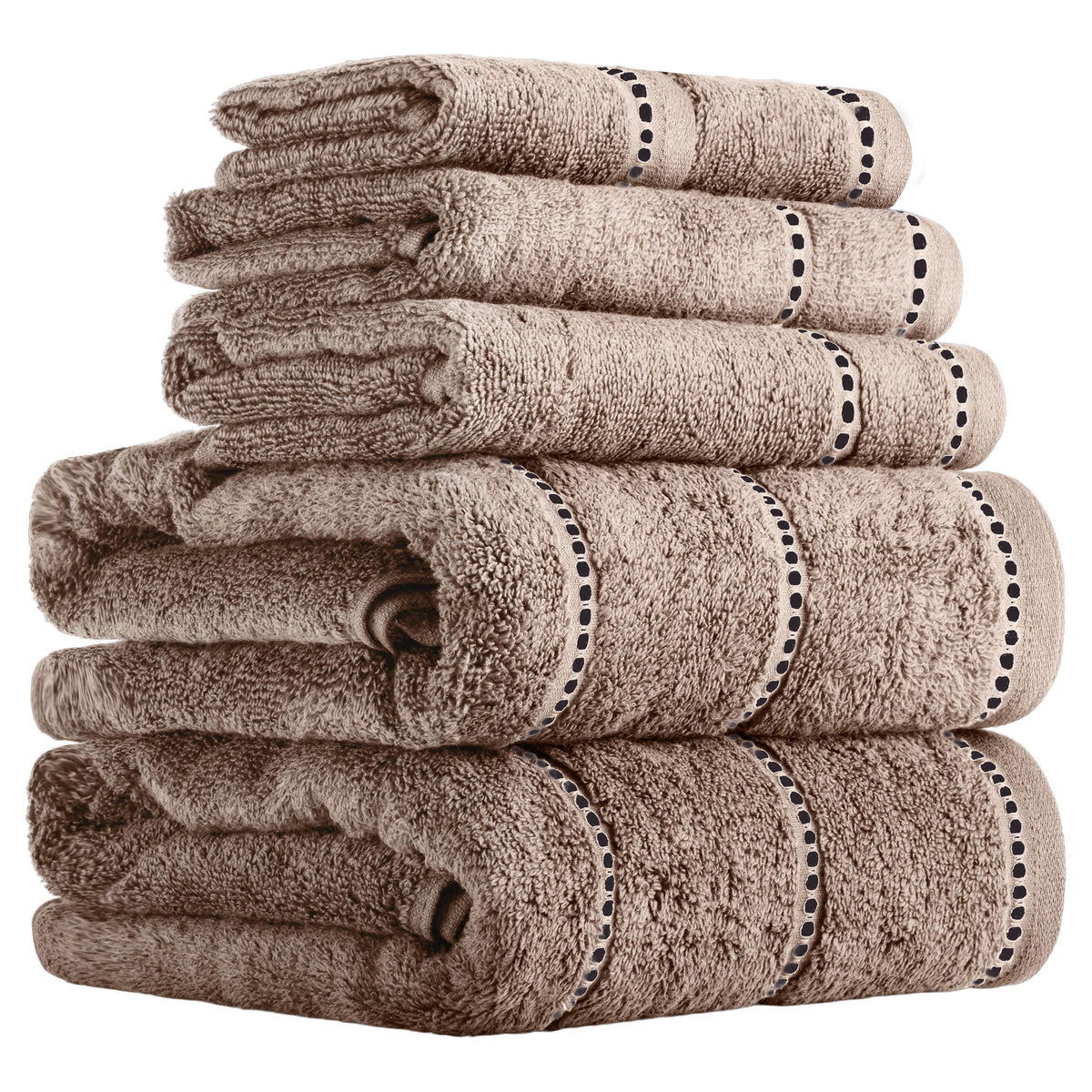 Lavish Home Bathroom Towels Set, Bathroom Accessories, Taupe, Set of 6