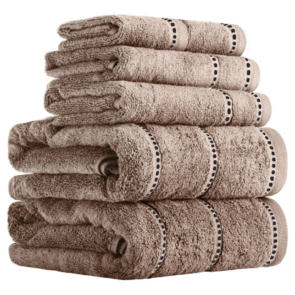 Lavish Home Bathroom Towels Set, Bathroom Accessories, Taupe, Set of 6