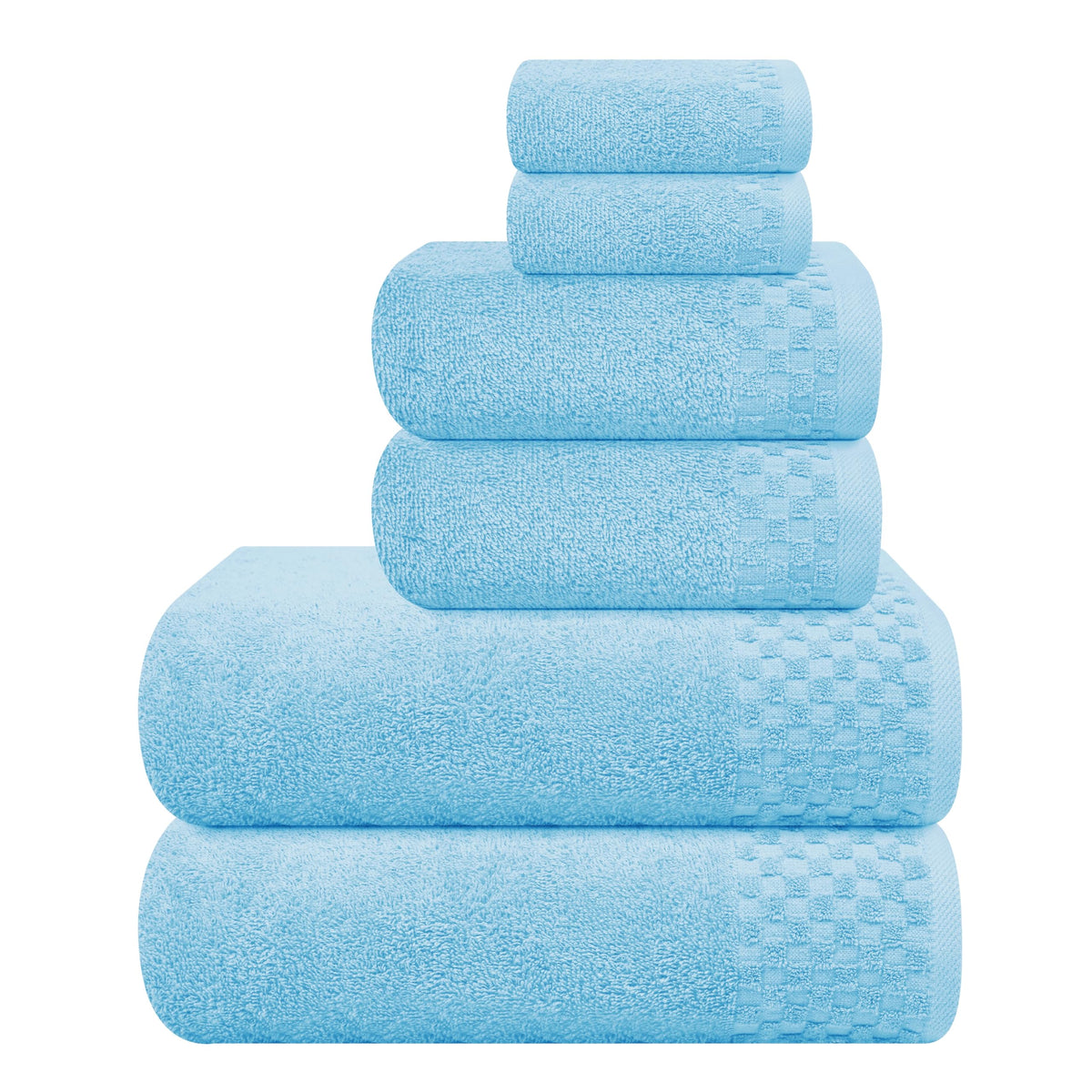 MyOwn Premium Cotton 6 Pack Towel Set for Bathroom, Contains 2 Bath Towels 28x55 inch, 2 Hand Towels 16x24 inch & 2 Wash Coths 12x12 inch, Ideal Everyday use, Compact & Lightweight - Black