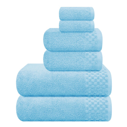 MyOwn Premium Cotton 6 Pack Towel Set for Bathroom, Contains 2 Bath Towels 28x55 inch, 2 Hand Towels 16x24 inch & 2 Wash Coths 12x12 inch, Ideal Everyday use, Compact & Lightweight - Black