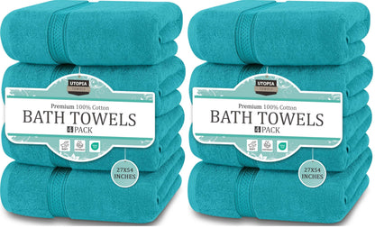 Utopia Towels 4 Pack Premium Bath Towels, 27x54 in, 600 GSM Cotton Grey