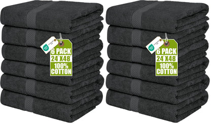 Utopia Towels 6 Pack Medium Bath Towels, 24x48 in, 500 GSM Cotton, White