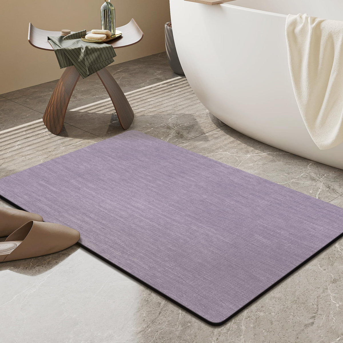 Mecko Bath Mat 16"x24",Ultra Thin Bathroom Rug fit Under Door Light Blue
