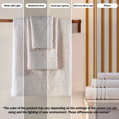 Hawmam Linen Cream 6 Piece Bath Towels Set for Bathroom Original Turkish Cotton Soft, Absorbent and Premium 2 Bath Towels, 2 Hand Towels, 2 Washcloths (Sea Salt)