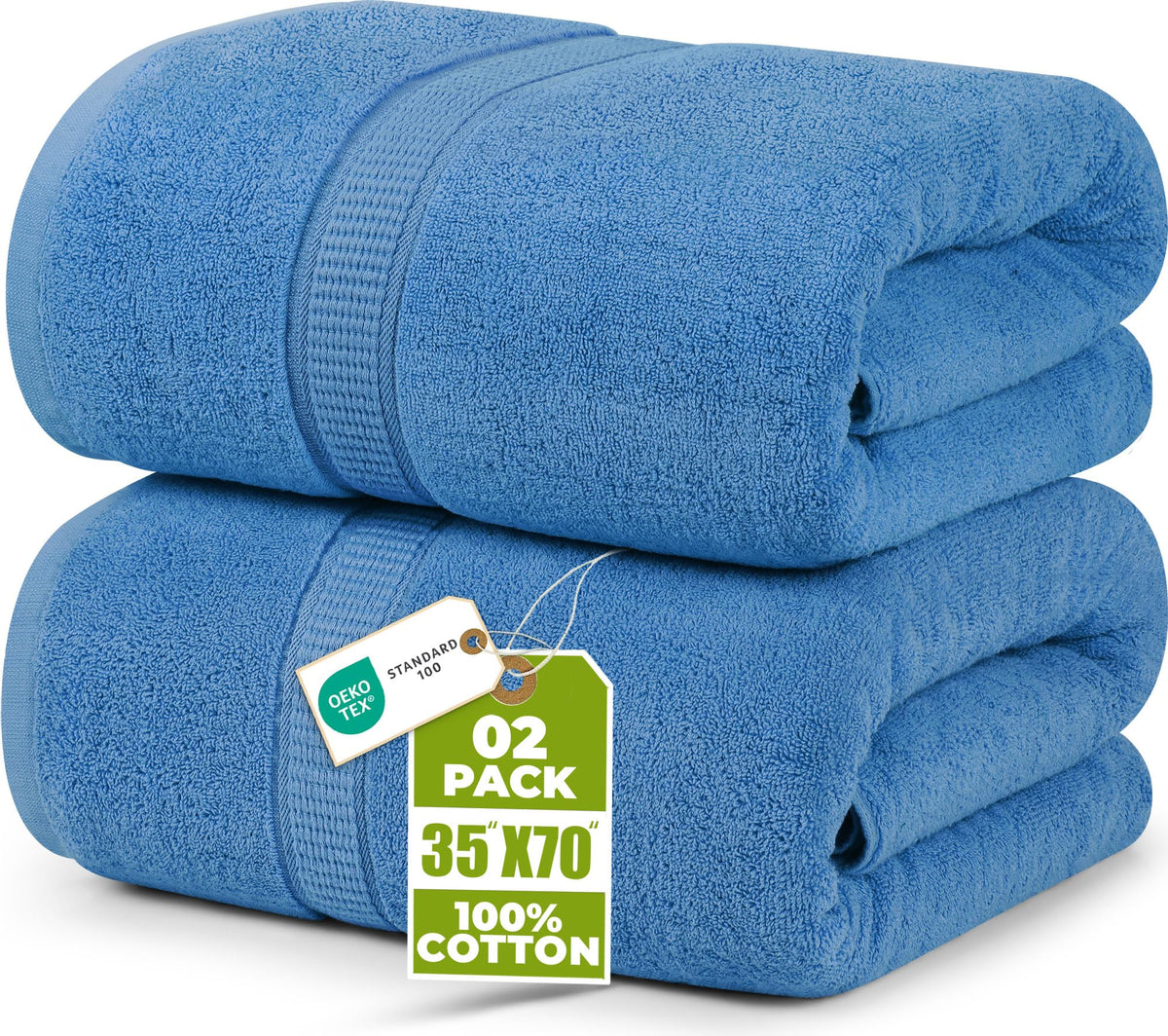 Utopia Towels Jumbo Bath Sheets, 2 Pack, 35x70 in, 600 GSM Cotton, Grey