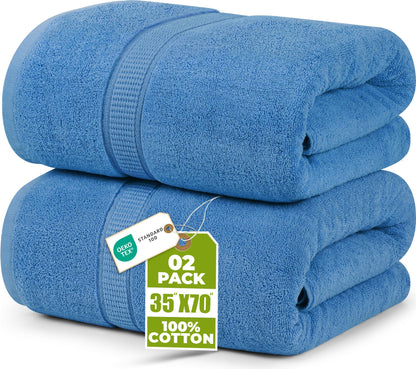 Utopia Towels Jumbo Bath Sheets, 2 Pack, 35x70 in, 600 GSM Cotton, Grey