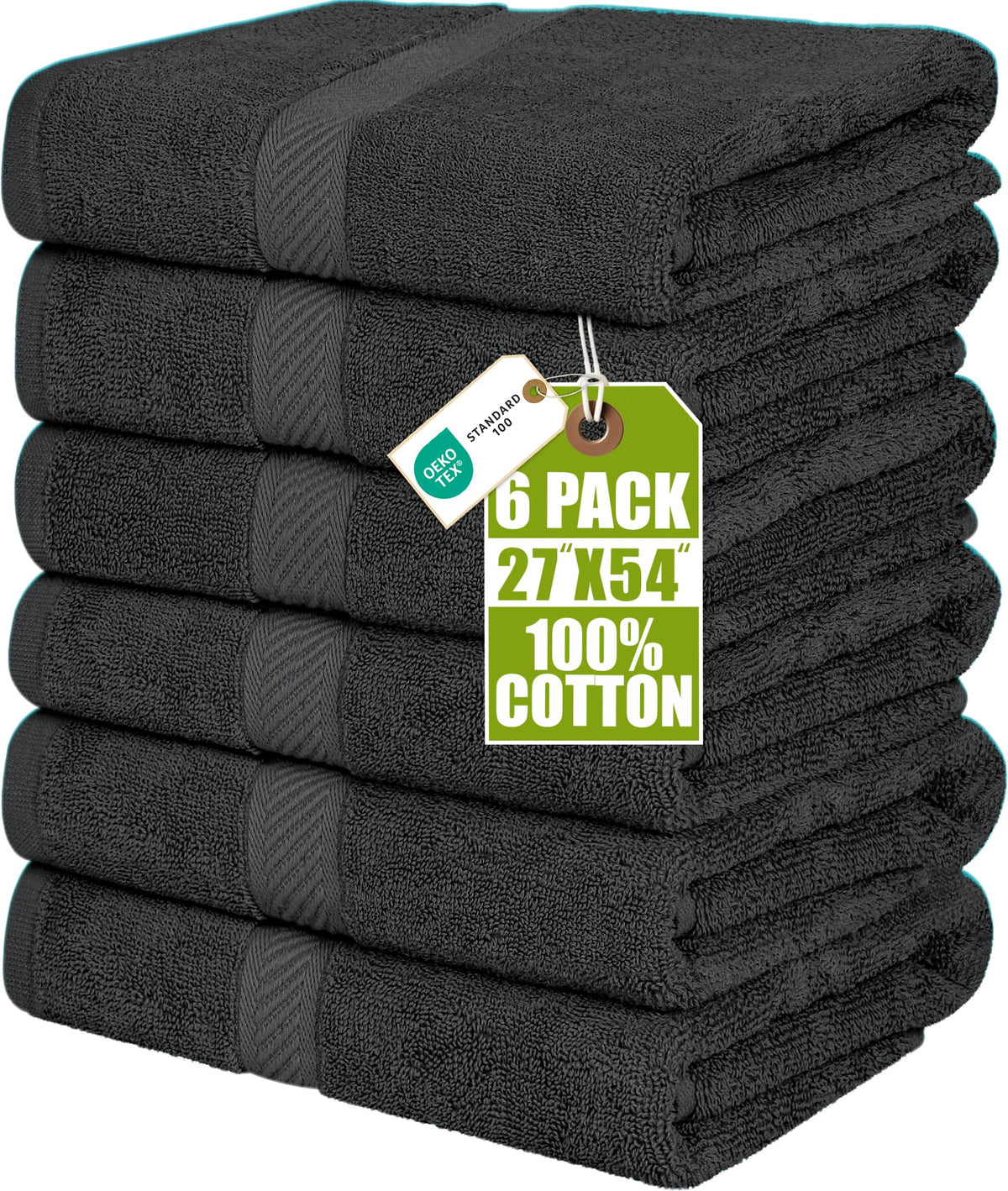 Utopia Towels 6 Pack Medium Bath Towels, 24x48 in, 500 GSM Cotton, White