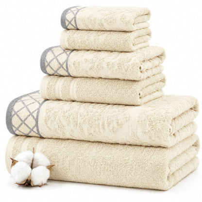 Modern Threads 6 Piece Bath Towel Set – Bathroom Towel Set with 2 Bath Towels, 2 Hand Towels & 2 Washcloths – 100% Cotton, Soft & Absorbent – Waffle (Classic Taupe)