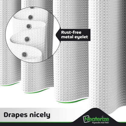 NEATERIZE Stall Shower Curtain White - Hotel Style Shower Curtains for Bathroom with Waffle Design, 36x72 Inches - White Fabric Shower Curtain - Cortinas de Baño Elegantes