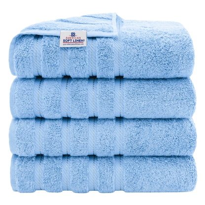 American Soft Linen 100% Cotton Luxury Turkish Towels, 4 PC Bath Towel Set