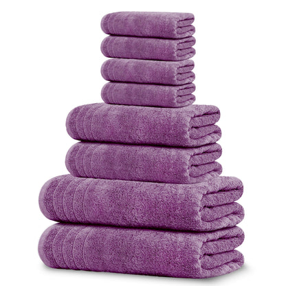 Tens Towels 8 Piece Towel Set, 2 XL Bath, 2 Hand, 4 Washcloth, Dark Grey