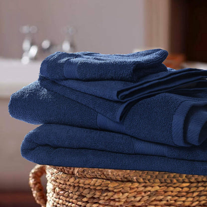 BOUTIQUO Navy Blue Towel Set - 8 Piece Bathroom Towel Set - 100% Ring Spun Cotton, 2 Bath Towel 27x54, 2 Hand Towel 16x28, 4 Washcloth 13x13 - Ultra Soft Highly Absorbent