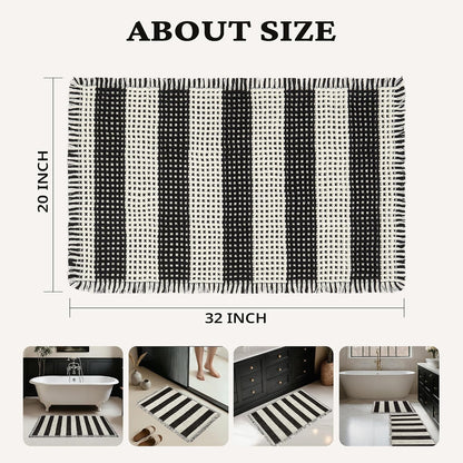 MatEssenz Waffle Bath Mat, 20x32, Black White
