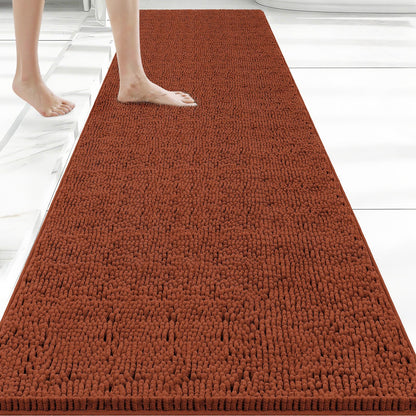 Bcoimo Bath Rug Mat,Sage Chenille High Absorbent Long Bathroom Runner Rugs