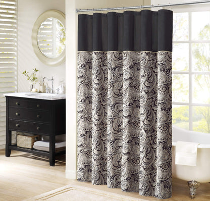 Madison Park Aubrey Shower Curtain for Bathroom, Jacquard, 72 x 72, Navy