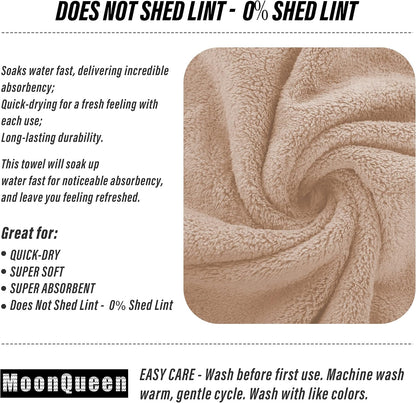 MOONQUEEN 6 Pack Premium Hand Towels - Quick Drying - Microfiber Coral Velvet Highly Absorbent Towels - Multipurpose Use as Hotel, Bathroom, Shower, Spa, Hand Towel 16 x 28 inches (Brown)