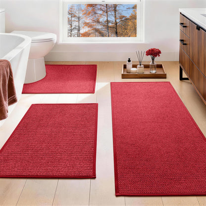 YIHOUSE Gray Bathroom Rugs Sets 3 Piece, Quick Dry Thin Bath Mat with Toilet Rug, Non Slip Absorbent Machine Washable, Bath Runner Rugs for Bathtub Sink Home Decor