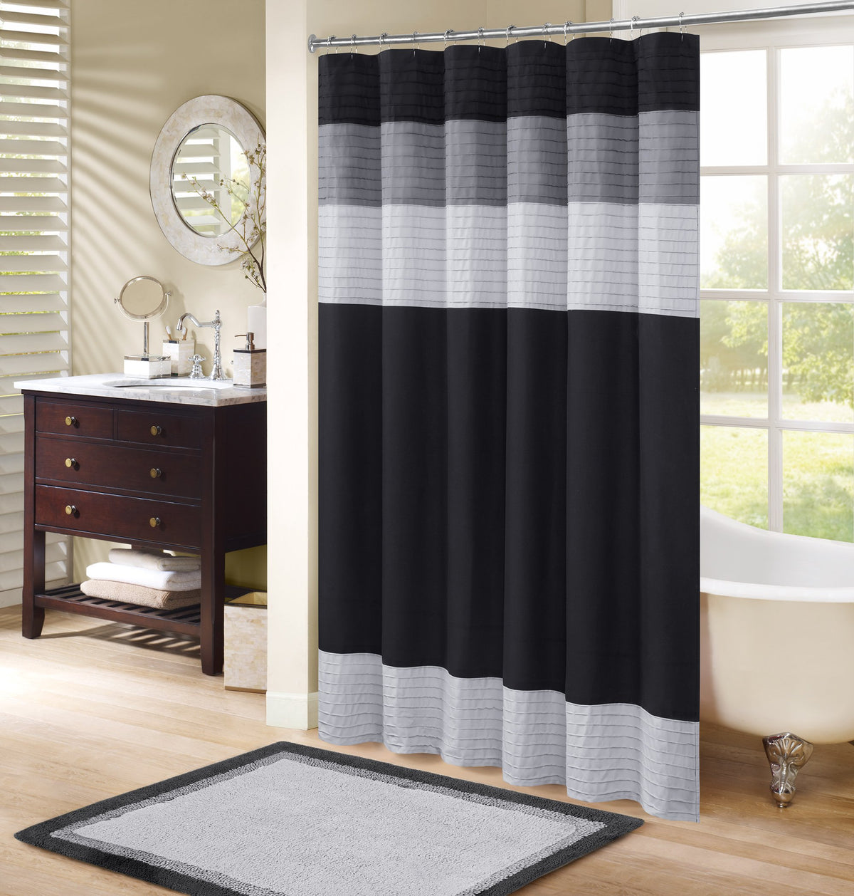 Comfort Spaces Windsor Shower Curtain for Bathroom, 72 x 72, Gray
