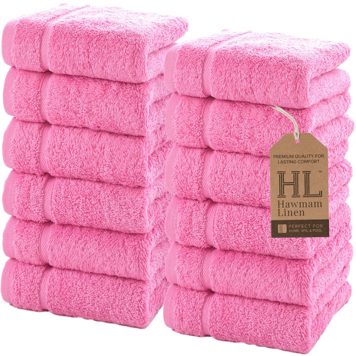 Hawmam Linen Cream 6 Piece Bath Towels Set for Bathroom Original Turkish Cotton Soft, Absorbent and Premium 2 Bath Towels, 2 Hand Towels, 2 Washcloths (Sea Salt)