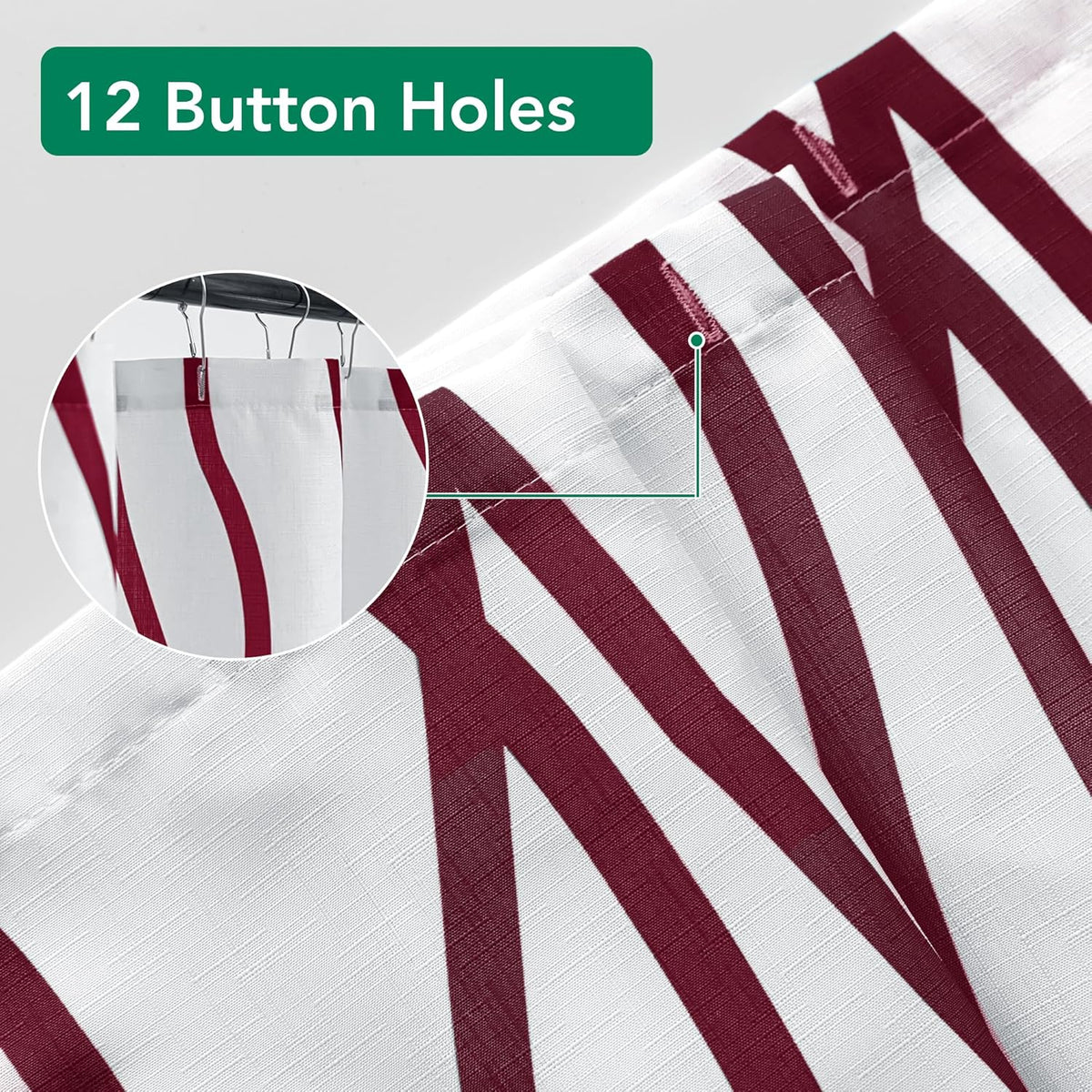 Fabric Modern Shower Curtain-Burgundy & White Shower Curtains for Bathroom