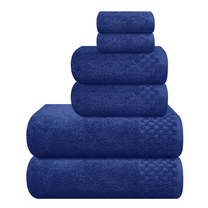 MyOwn Premium Cotton 6 Pack Towel Set for Bathroom, Contains 2 Bath Towels 28x55 inch, 2 Hand Towels 16x24 inch & 2 Wash Coths 12x12 inch, Ideal Everyday use, Compact & Lightweight - Black