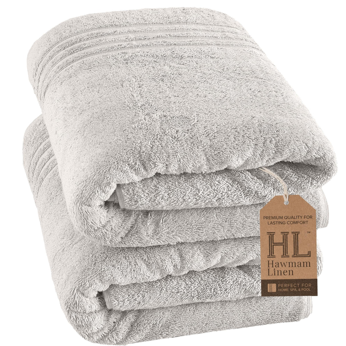 Hawmam Linen Cream 6 Piece Bath Towels Set for Bathroom Original Turkish Cotton Soft, Absorbent and Premium 2 Bath Towels, 2 Hand Towels, 2 Washcloths (Sea Salt)