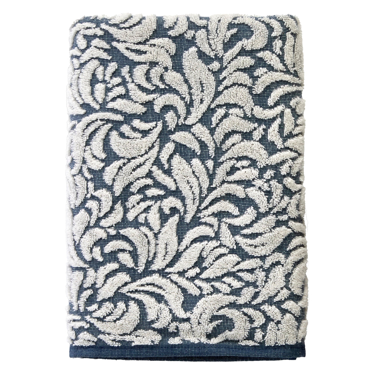 SKL Home Distressed Leaves Hand Towel Set-2pc, Turkish Cotton, Denim Blue