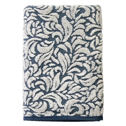SKL Home Distressed Leaves Hand Towel Set-2pc, Turkish Cotton, Denim Blue