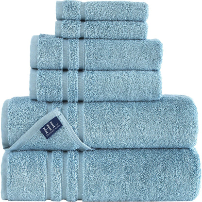 Hawmam Linen Cream 6 Piece Bath Towels Set for Bathroom Original Turkish Cotton Soft, Absorbent and Premium 2 Bath Towels, 2 Hand Towels, 2 Washcloths (Sea Salt)