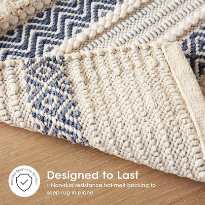 INK+IVY Asher Non-Slip Bath Rug Absorbent Quick Dry Striped, 20 x 32, Navy