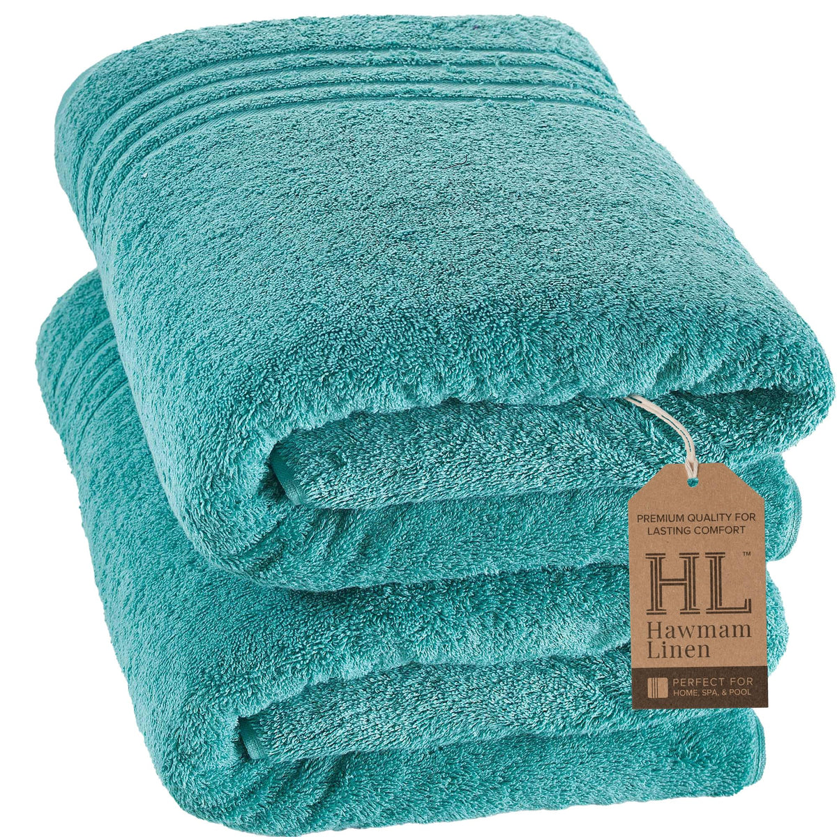 Hawmam Linen Cream 6 Piece Bath Towels Set for Bathroom Original Turkish Cotton Soft, Absorbent and Premium 2 Bath Towels, 2 Hand Towels, 2 Washcloths (Sea Salt)
