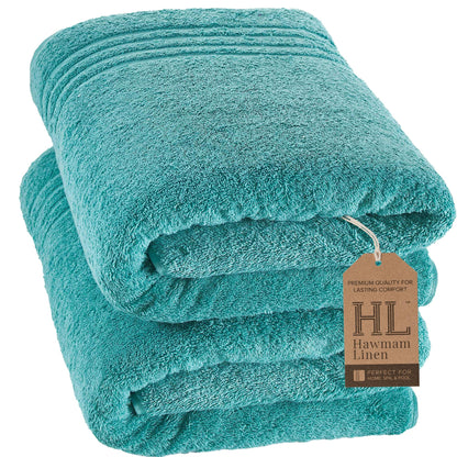 Hawmam Linen Cream 6 Piece Bath Towels Set for Bathroom Original Turkish Cotton Soft, Absorbent and Premium 2 Bath Towels, 2 Hand Towels, 2 Washcloths (Sea Salt)