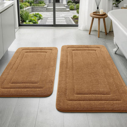 YIHOUSE 2-Piece Towel-Like Memory Foam Bathroom Rug Set, Dark Grey