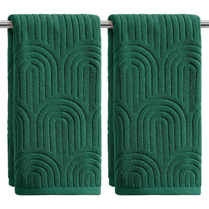 Artoid Mode 2 Pcs Caramel 3D Arched Stripes Jacquard Hand Towels for Bathroom, 100% Cotton Soft Absorbent Bathroom Decor Towels, 13.7 x 29.5 Inch