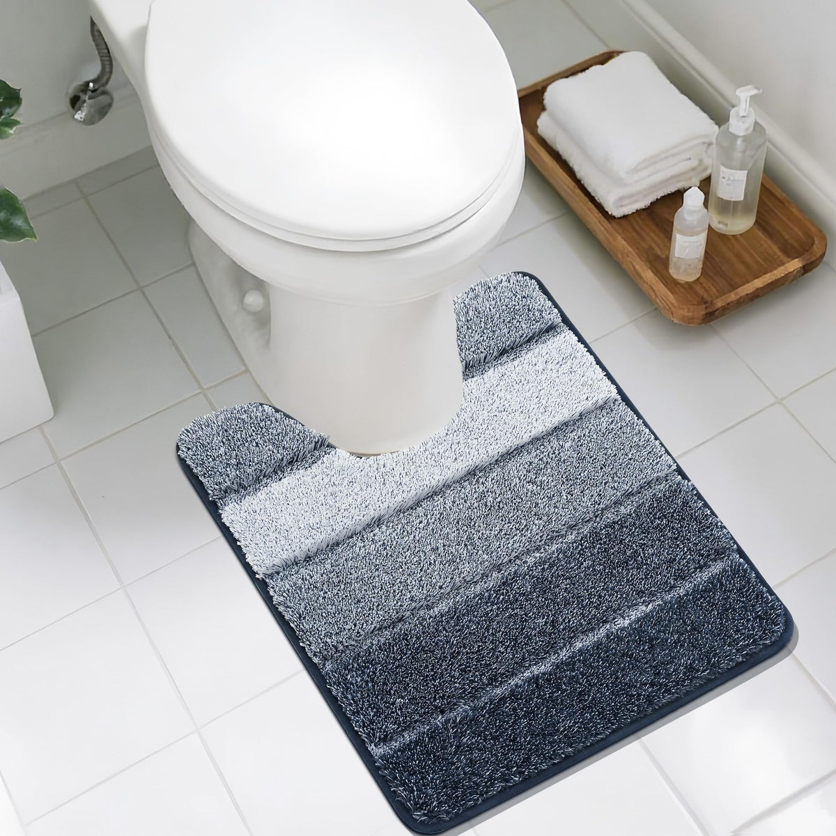 COSY HOMEER Bathroom Rugs 24x17,Ultra Soft Absorbent Bath Mat,Grey