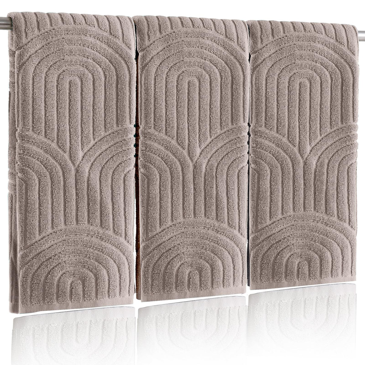 Boho 100% Cotton Towels - 3 Pcs 16 x 26 inches Hand Towels Set Ultra Soft and Highly Absorbent for Bathroom or Kitchen, Hotels, Spa